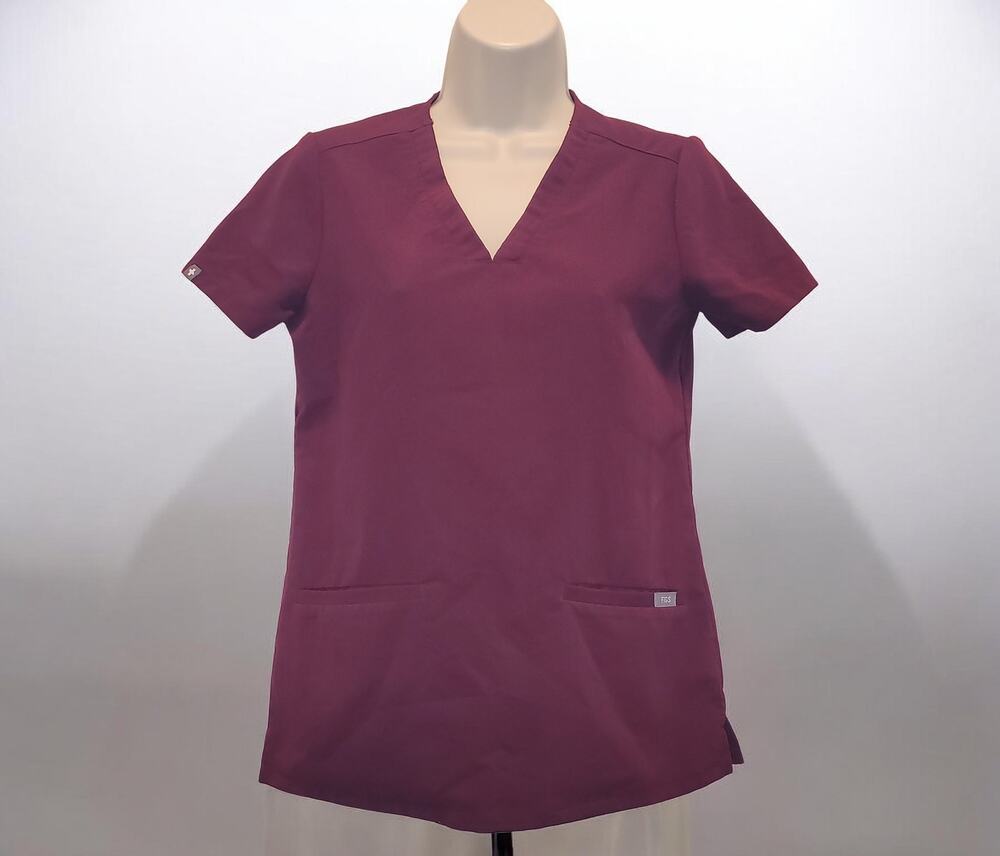 FIGS Casma Scrub Top XXS Burgundy Medical Healthcare Uniform Workwear Career